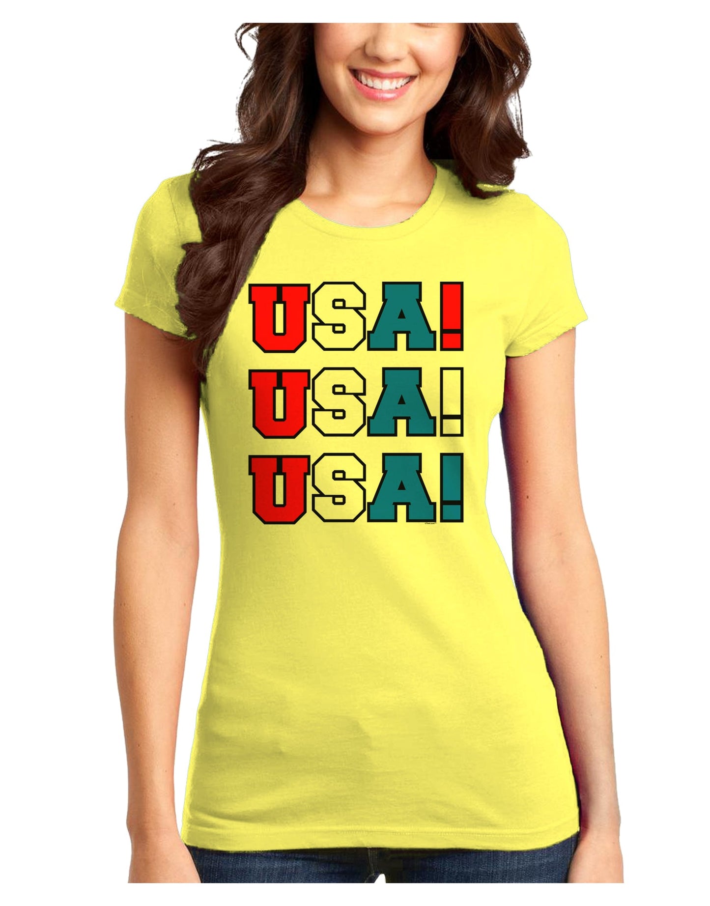 USA! USA! USA! Juniors T-Shirt-Womens Juniors T-Shirt-TooLoud-Yellow-Juniors Fitted XS-Davson Sales