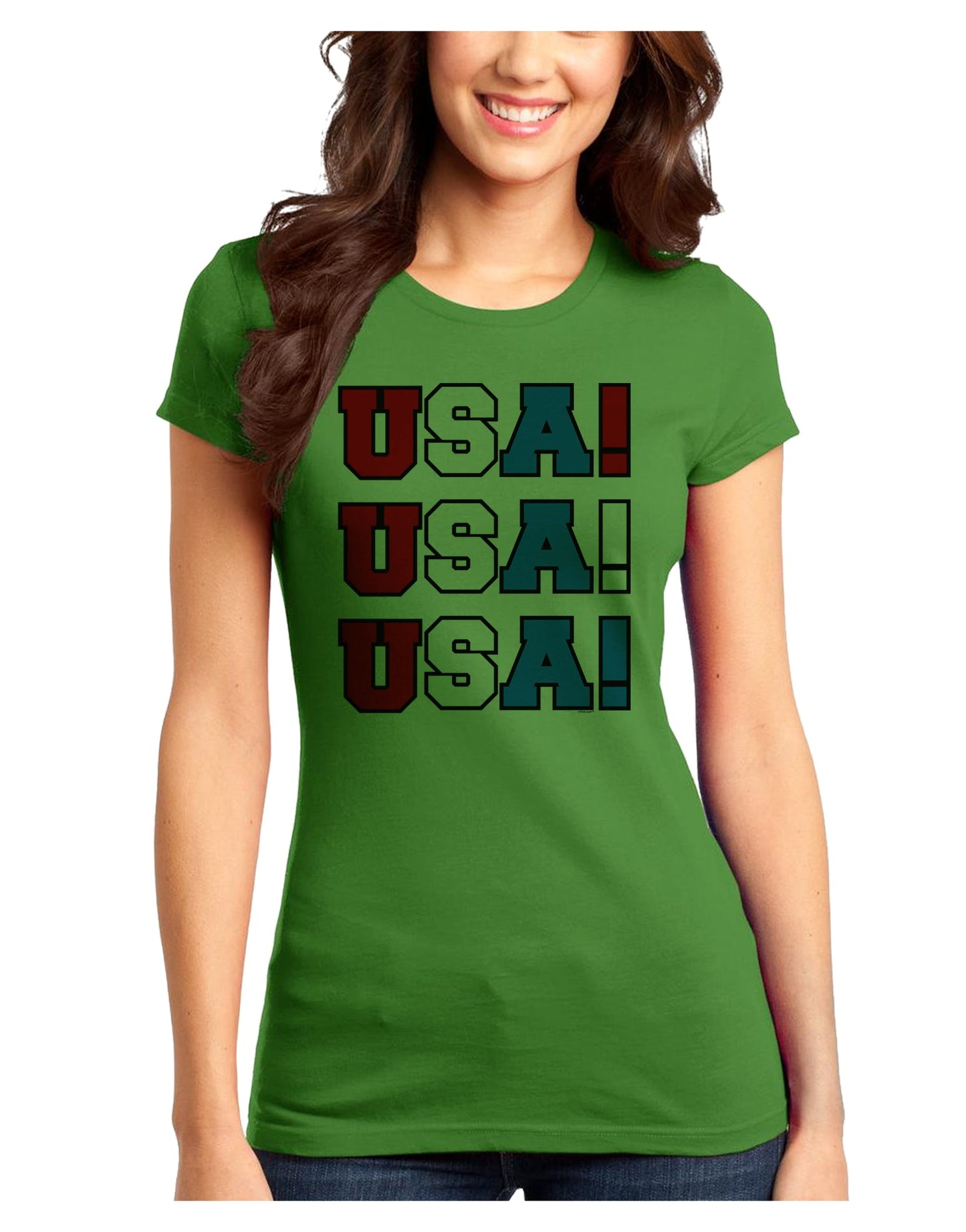 USA! USA! USA! Juniors T-Shirt-Womens Juniors T-Shirt-TooLoud-Kiwi-Green-Juniors Fitted XS-Davson Sales