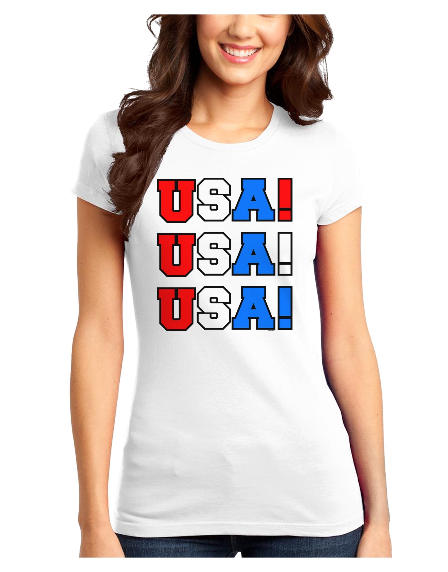 USA! USA! USA! Juniors T-Shirt-Womens Juniors T-Shirt-TooLoud-White-Juniors Fitted XS-Davson Sales