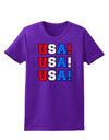 USA! USA! USA! Womens Dark T-Shirt-TooLoud-Purple-X-Small-Davson Sales