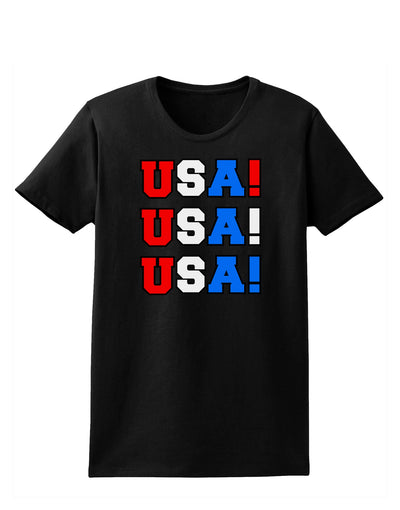 USA! USA! USA! Womens Dark T-Shirt-TooLoud-Black-X-Small-Davson Sales