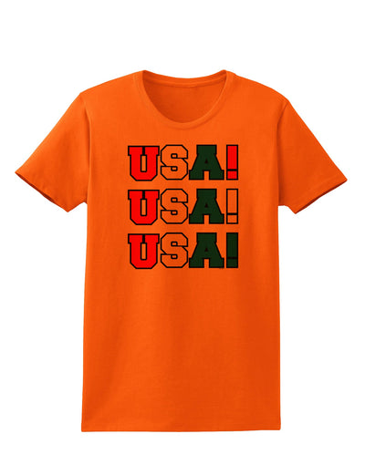 USA! USA! USA! Womens T-Shirt-Womens T-Shirt-TooLoud-Orange-X-Small-Davson Sales