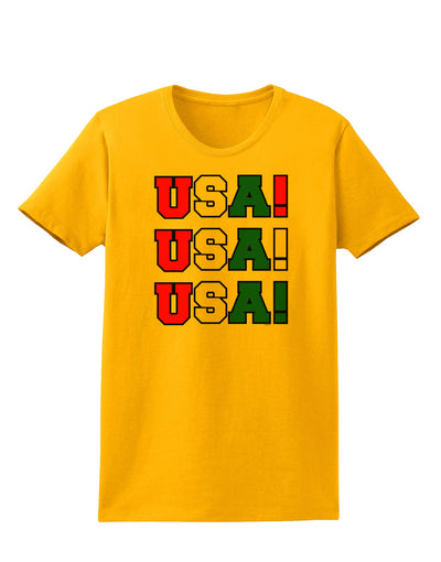 USA! USA! USA! Womens T-Shirt-Womens T-Shirt-TooLoud-Gold-X-Small-Davson Sales