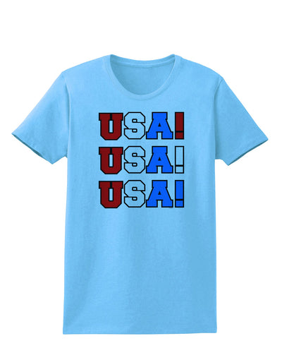 USA! USA! USA! Womens T-Shirt-Womens T-Shirt-TooLoud-Aquatic-Blue-X-Small-Davson Sales