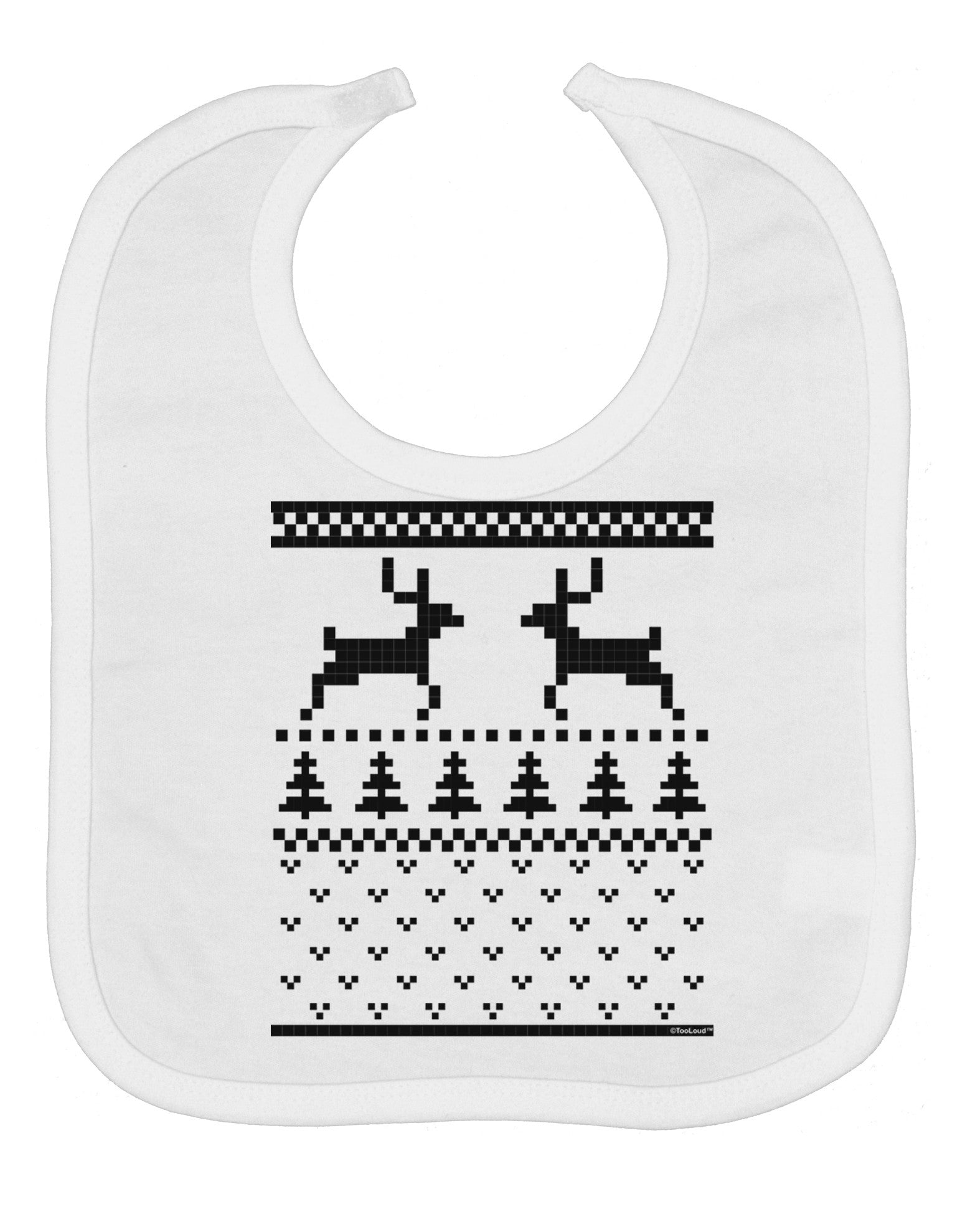 Ugly Christmas Sweater Reindeer Pattern Baby Bib