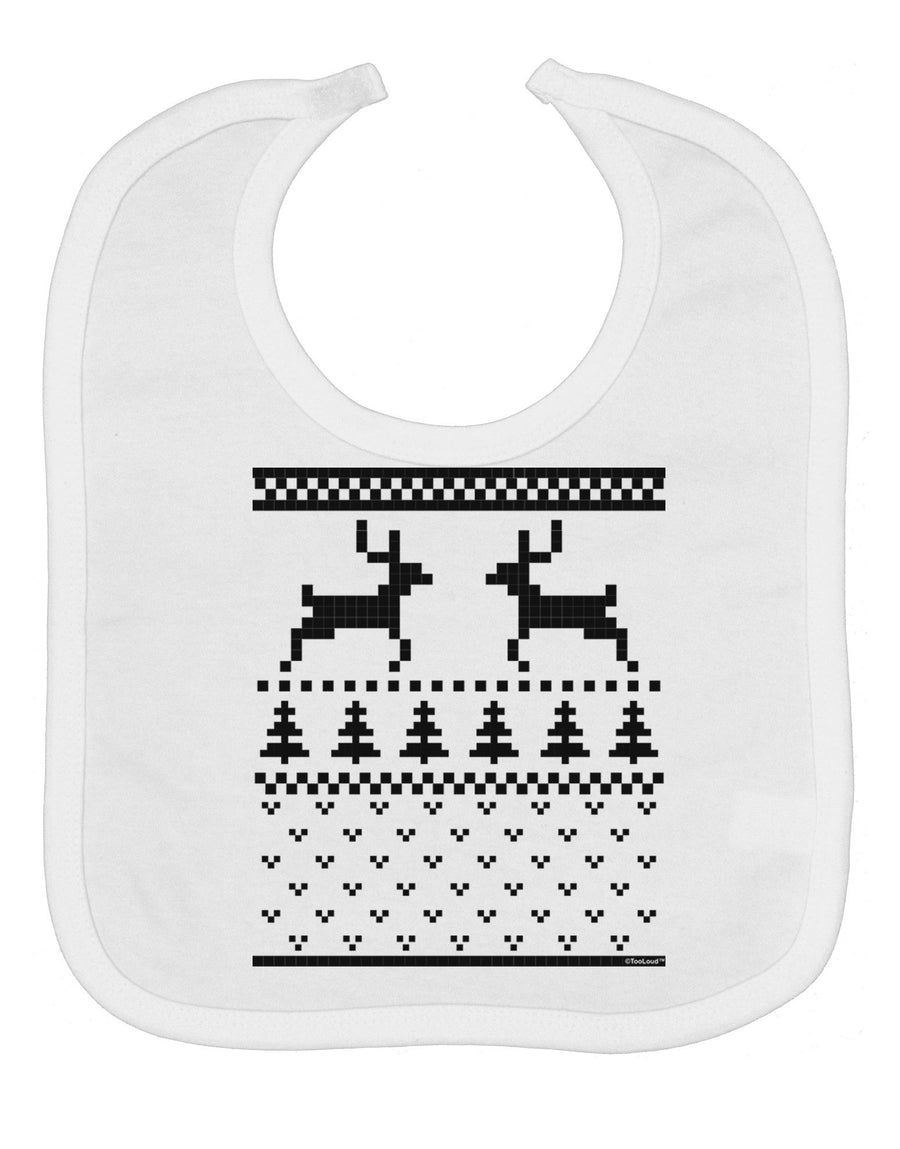 Ugly Christmas Sweater Reindeer Pattern Baby Bib