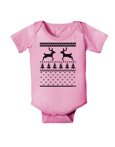 Ugly Christmas Sweater Reindeer Pattern Baby Romper Bodysuit-Baby Romper-TooLoud-Light-Pink-06-Months-Davson Sales