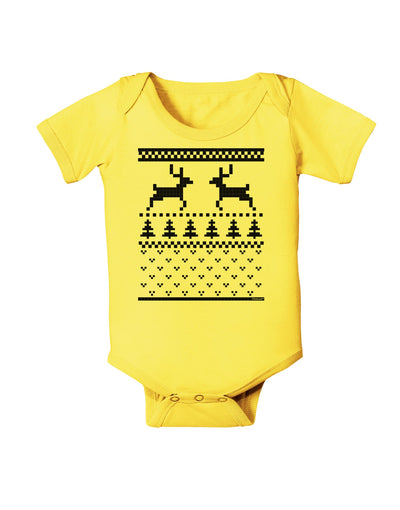 Ugly Christmas Sweater Reindeer Pattern Baby Romper Bodysuit-Baby Romper-TooLoud-Yellow-06-Months-Davson Sales