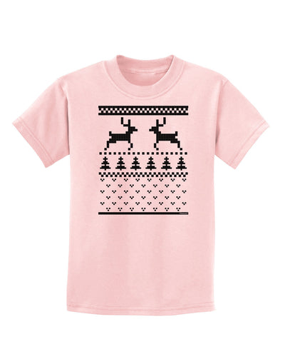 Ugly Christmas Sweater Reindeer Pattern Childrens T-Shirt-Childrens T-Shirt-TooLoud-PalePink-X-Small-Davson Sales