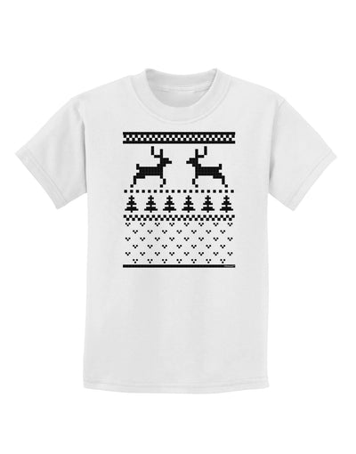 Ugly Christmas Sweater Reindeer Pattern Childrens T-Shirt-Childrens T-Shirt-TooLoud-White-X-Small-Davson Sales