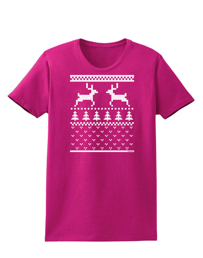 Ugly Christmas Sweater Reindeer Pattern Womens Dark T-Shirt-TooLoud-Hot-Pink-Small-Davson Sales