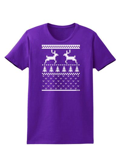 Ugly Christmas Sweater Reindeer Pattern Womens Dark T-Shirt-TooLoud-Purple-X-Small-Davson Sales