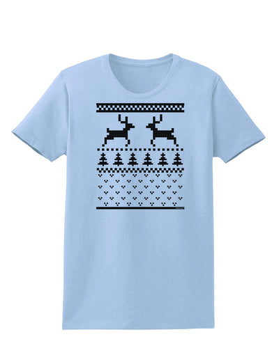 Ugly Christmas Sweater Reindeer Pattern Womens T-Shirt-Womens T-Shirt-TooLoud-Light-Blue-X-Small-Davson Sales