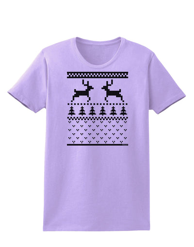 Ugly Christmas Sweater Reindeer Pattern Womens T-Shirt-Womens T-Shirt-TooLoud-Lavender-X-Small-Davson Sales