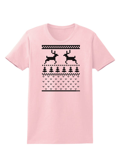 Ugly Christmas Sweater Reindeer Pattern Womens T-Shirt-Womens T-Shirt-TooLoud-PalePink-X-Small-Davson Sales