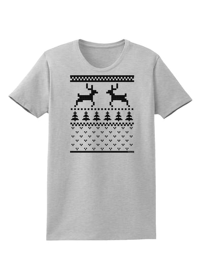 Ugly Christmas Sweater Reindeer Pattern Womens T-Shirt-Womens T-Shirt-TooLoud-AshGray-X-Small-Davson Sales