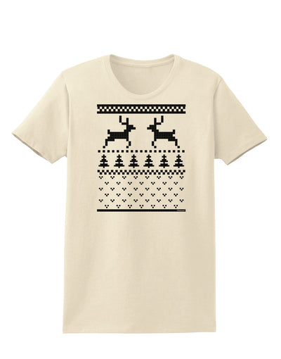 Ugly Christmas Sweater Reindeer Pattern Womens T-Shirt-Womens T-Shirt-TooLoud-Natural-X-Small-Davson Sales