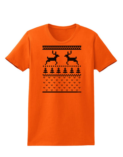 Ugly Christmas Sweater Reindeer Pattern Womens T-Shirt-Womens T-Shirt-TooLoud-Orange-X-Small-Davson Sales