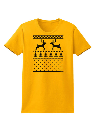 Ugly Christmas Sweater Reindeer Pattern Womens T-Shirt-Womens T-Shirt-TooLoud-Gold-X-Small-Davson Sales