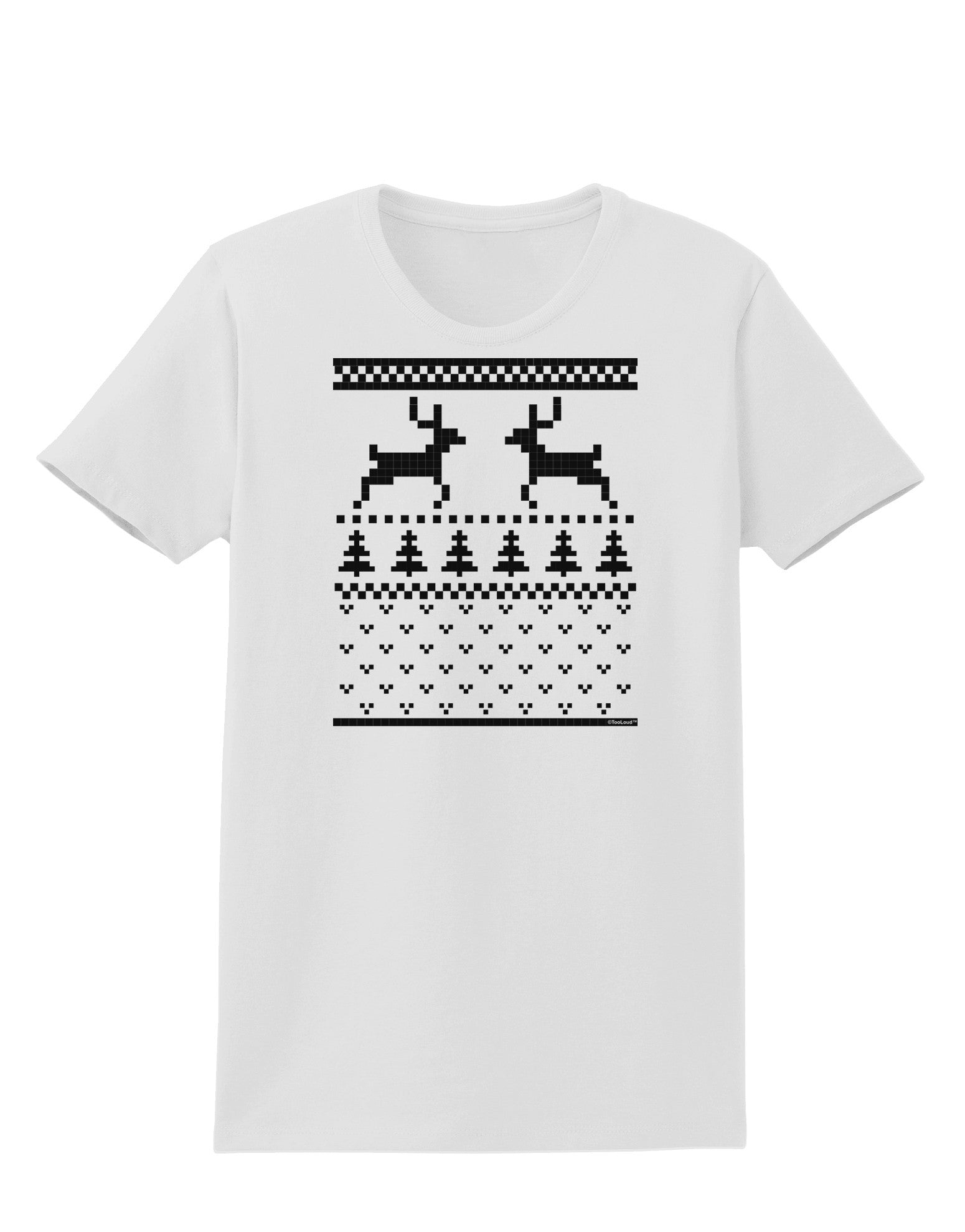 Ugly Christmas Sweater Reindeer Pattern Womens T-Shirt-Womens T-Shirt-TooLoud-White-X-Small-Davson Sales