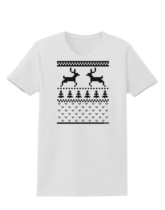 Ugly Christmas Sweater Reindeer Pattern Womens T-Shirt-Womens T-Shirt-TooLoud-White-X-Small-Davson Sales