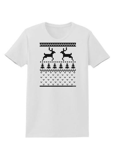 Ugly Christmas Sweater Reindeer Pattern Womens T-Shirt-Womens T-Shirt-TooLoud-White-X-Small-Davson Sales