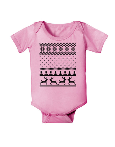 Ugly Christmas Sweater Snowflake Reindeer Pattern Baby Romper Bodysuit-Baby Romper-TooLoud-Light-Pink-06-Months-Davson Sales