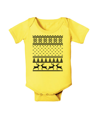 Ugly Christmas Sweater Snowflake Reindeer Pattern Baby Romper Bodysuit-Baby Romper-TooLoud-Yellow-06-Months-Davson Sales