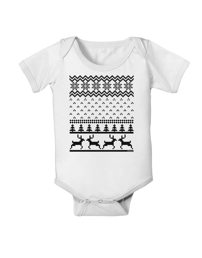 Ugly Christmas Sweater Snowflake Reindeer Pattern Baby Romper Bodysuit-Baby Romper-TooLoud-White-06-Months-Davson Sales