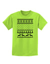 Ugly Christmas Sweater Snowflake Reindeer Pattern Childrens T-Shirt-Childrens T-Shirt-TooLoud-Lime-Green-X-Small-Davson Sales