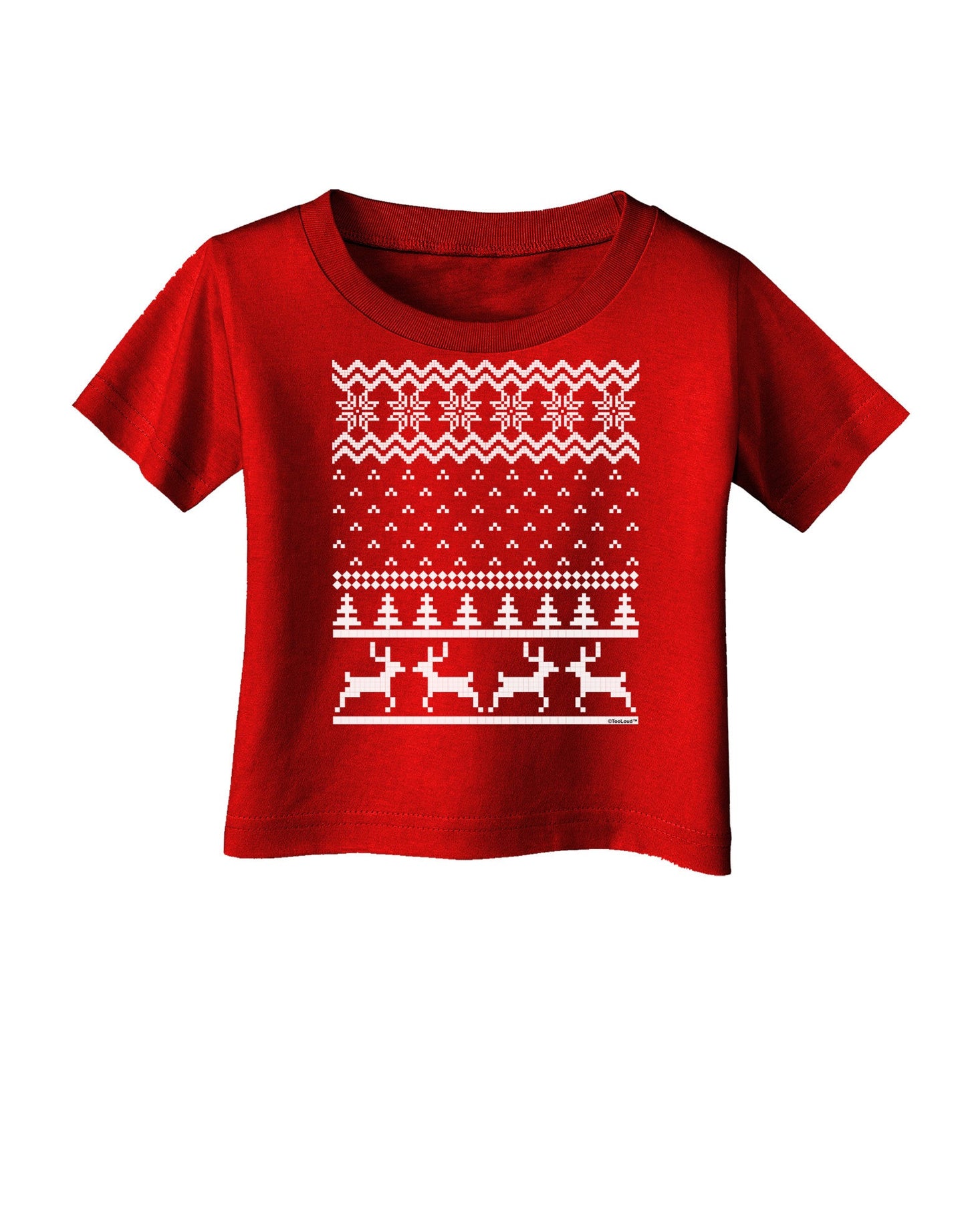 Ugly Christmas Sweater Snowflake Reindeer Pattern Infant T-Shirt Dark-Infant T-Shirt-TooLoud-Clover-Green-06-Months-Davson Sales