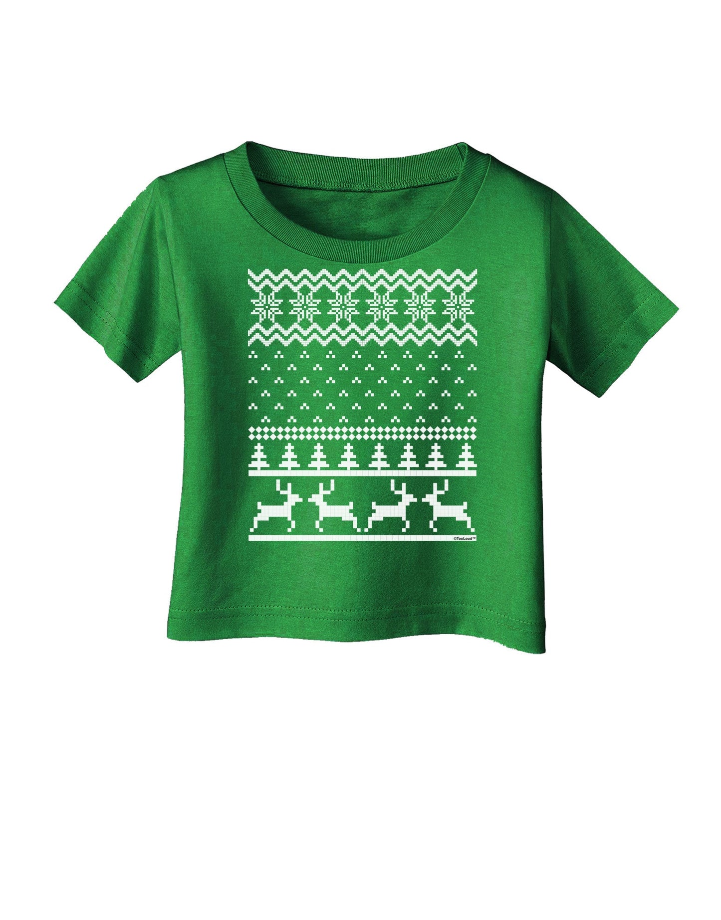 Ugly Christmas Sweater Snowflake Reindeer Pattern Infant T-Shirt Dark-Infant T-Shirt-TooLoud-Royal-Blue-06-Months-Davson Sales