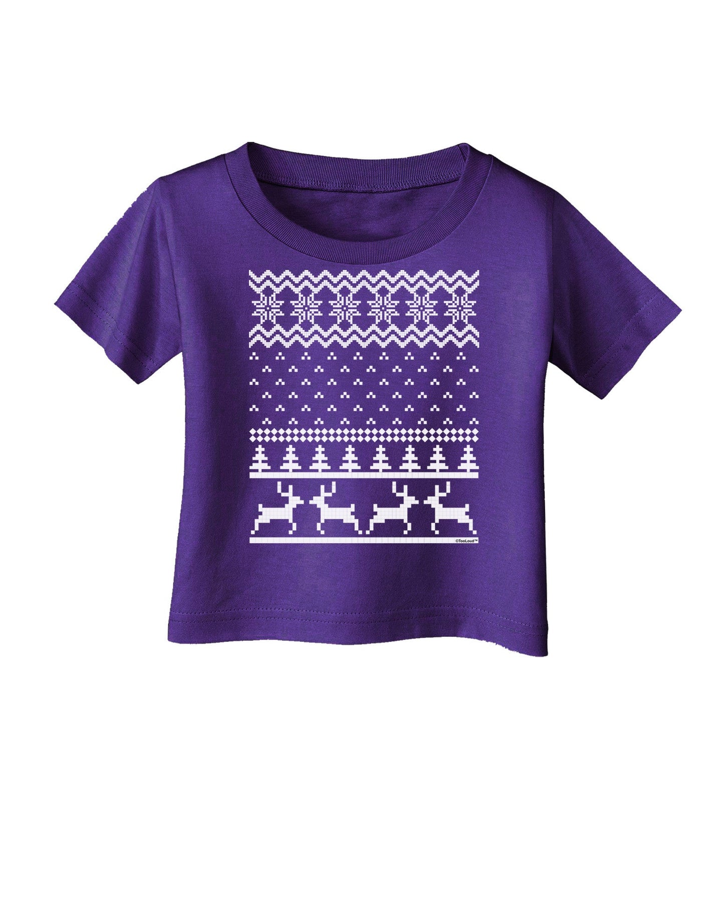 Ugly Christmas Sweater Snowflake Reindeer Pattern Infant T-Shirt Dark-Infant T-Shirt-TooLoud-Purple-06-Months-Davson Sales
