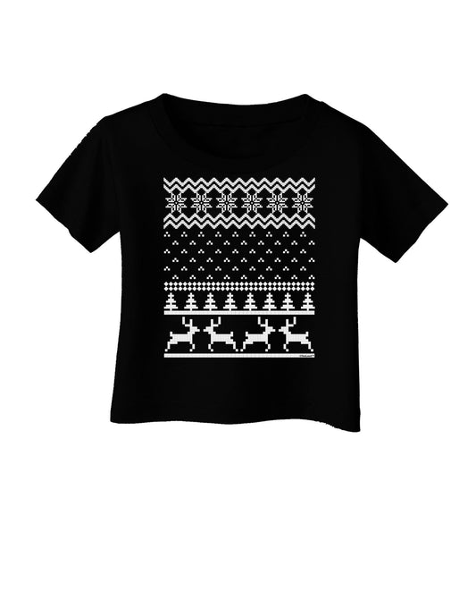 Ugly Christmas Sweater Snowflake Reindeer Pattern Infant T-Shirt Dark-Infant T-Shirt-TooLoud-Black-06-Months-Davson Sales