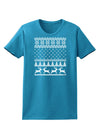 Ugly Christmas Sweater Snowflake Reindeer Pattern Womens Dark T-Shirt-TooLoud-Turquoise-X-Small-Davson Sales