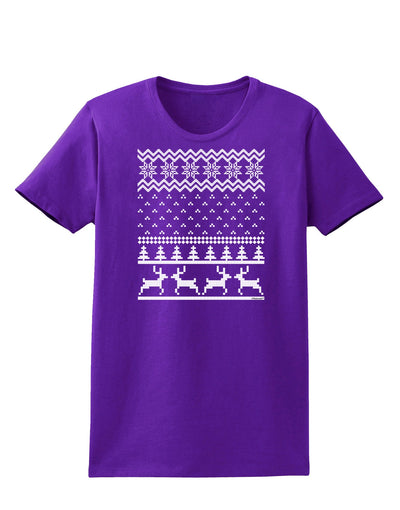 Ugly Christmas Sweater Snowflake Reindeer Pattern Womens Dark T-Shirt-TooLoud-Purple-X-Small-Davson Sales