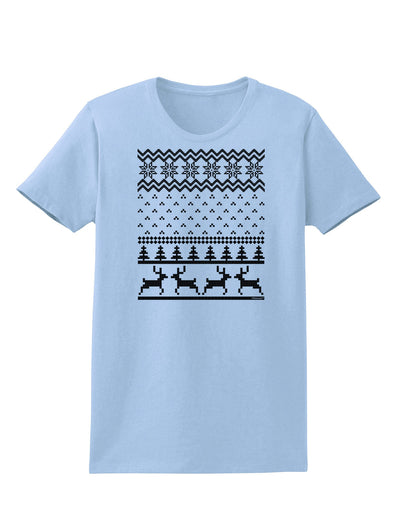 Ugly Christmas Sweater Snowflake Reindeer Pattern Womens T-Shirt-Womens T-Shirt-TooLoud-Light-Blue-X-Small-Davson Sales