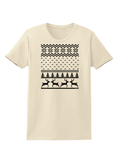 Ugly Christmas Sweater Snowflake Reindeer Pattern Womens T-Shirt-Womens T-Shirt-TooLoud-Natural-X-Small-Davson Sales