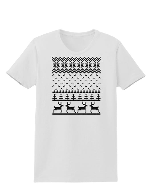 Ugly Christmas Sweater Snowflake Reindeer Pattern Womens T-Shirt-Womens T-Shirt-TooLoud-White-X-Small-Davson Sales