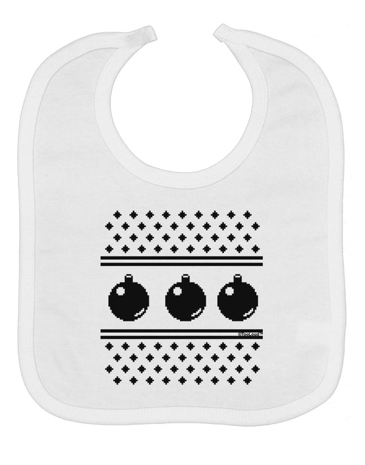 Ugly Sweater Ornaments BnW Baby Bib