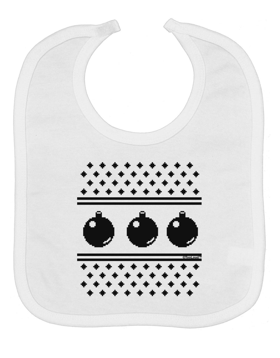 Ugly Sweater Ornaments BnW Baby Bib