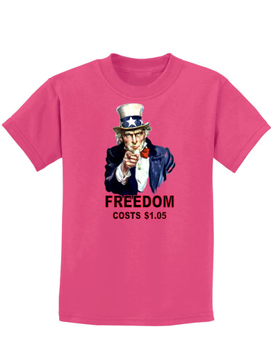 Uncle Sam Freedom Costs a Buck O Five Childrens Dark T-Shirt-Childrens T-Shirt-TooLoud-Sangria-X-Small-Davson Sales