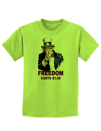 Uncle Sam Freedom Costs a Buck O Five Childrens T-Shirt-Childrens T-Shirt-TooLoud-Lime-Green-X-Small-Davson Sales