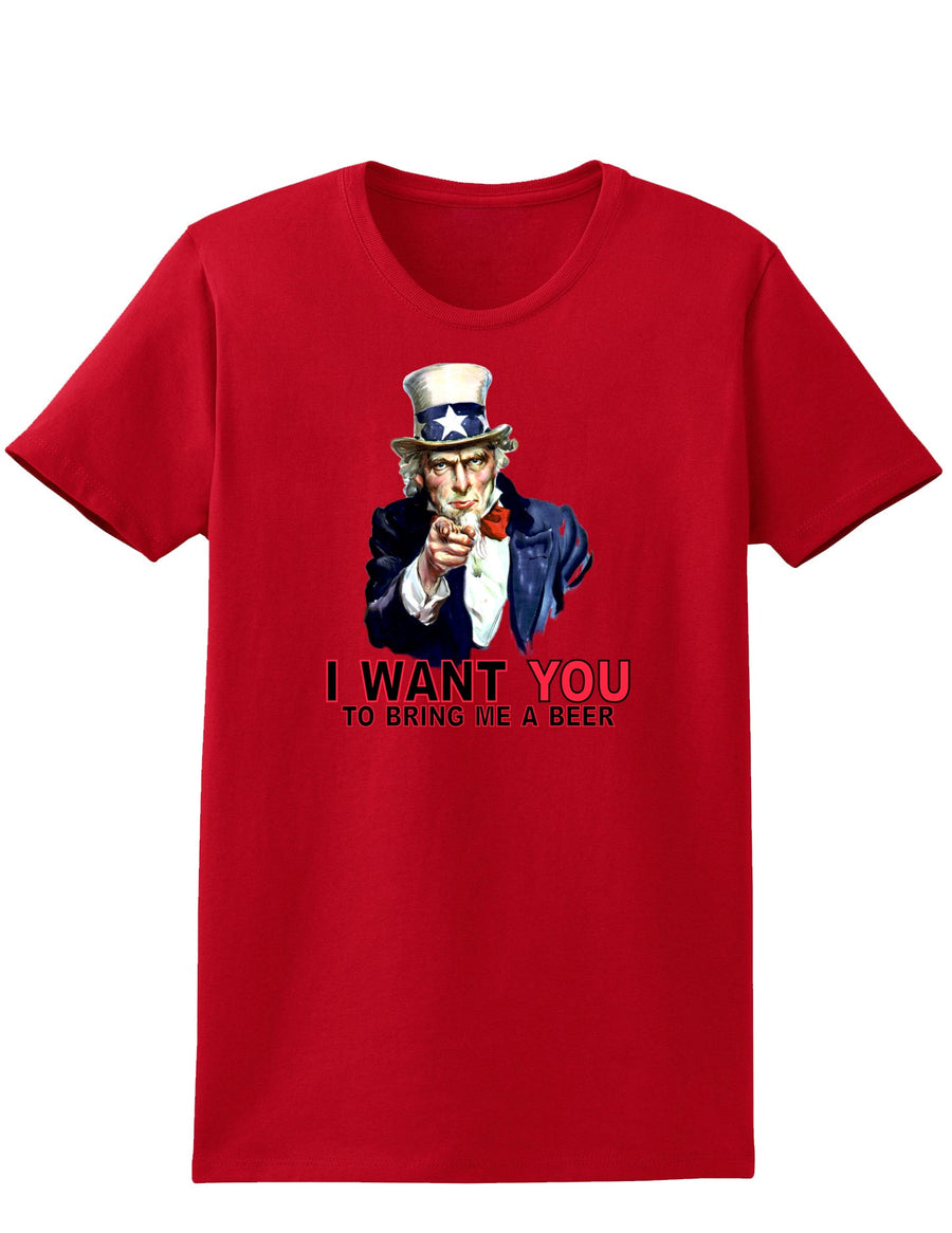 Uncle Sam I Want You to Bring me a Beer Womens Dark T-Shirt-TooLoud-Black-X-Small-Davson Sales