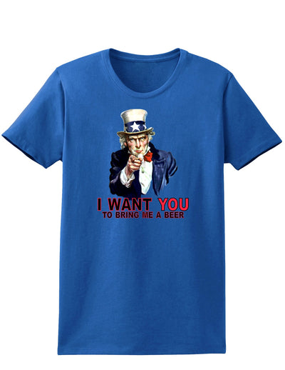 Uncle Sam I Want You to Bring me a Beer Womens Dark T-Shirt-TooLoud-Royal-Blue-X-Small-Davson Sales