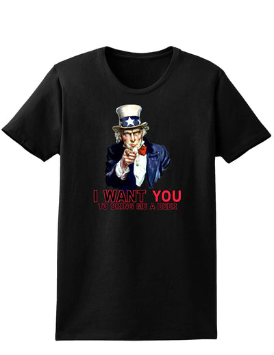 Uncle Sam I Want You to Bring me a Beer Womens Dark T-Shirt-TooLoud-Black-X-Small-Davson Sales