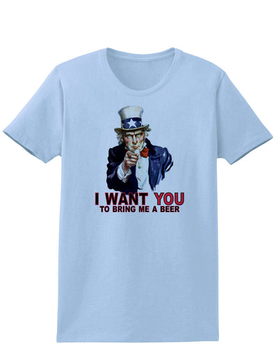 Uncle Sam I Want You to Bring me a Beer Womens T-Shirt-Womens T-Shirt-TooLoud-Light-Blue-X-Small-Davson Sales