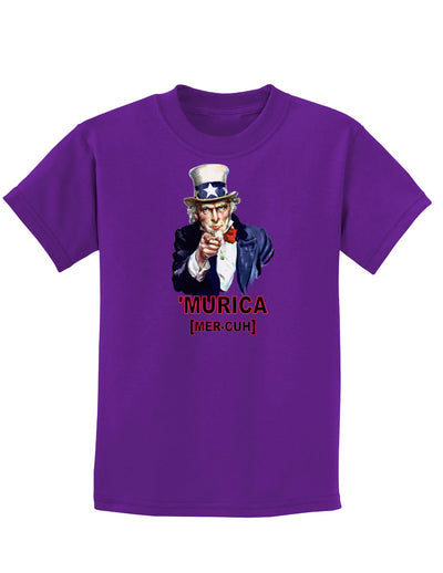 Uncle Sam Merica Childrens Dark T-Shirt-Childrens T-Shirt-TooLoud-Purple-X-Small-Davson Sales