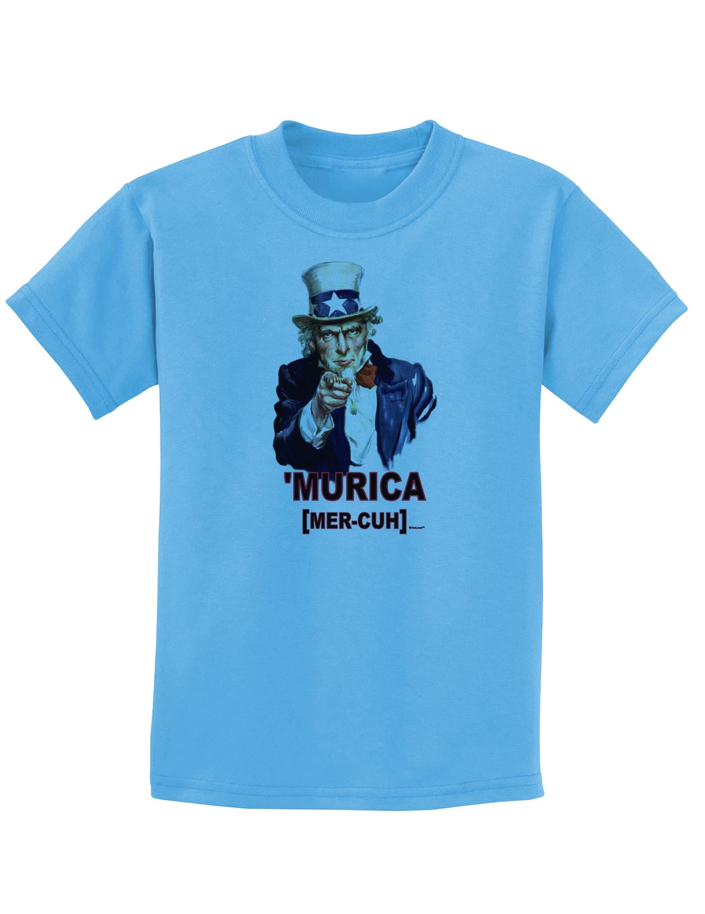 Uncle Sam Merica Childrens T-Shirt-Childrens T-Shirt-TooLoud-Aquatic-Blue-X-Small-Davson Sales