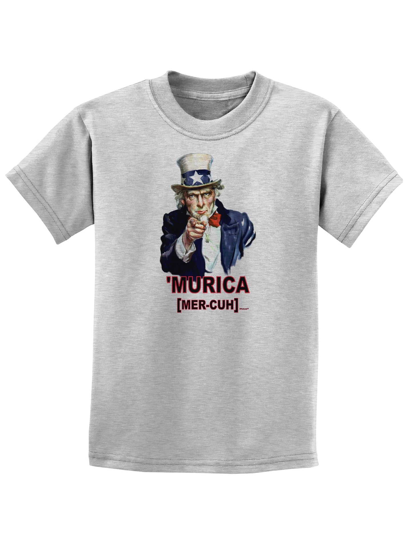 Uncle Sam Merica Childrens T-Shirt-Childrens T-Shirt-TooLoud-AshGray-X-Small-Davson Sales